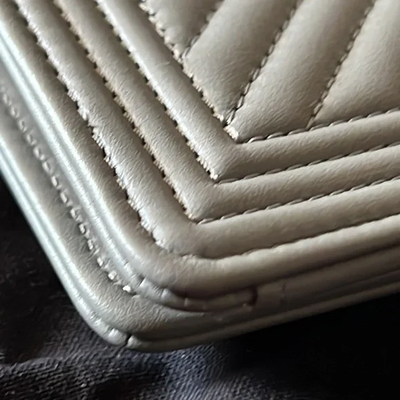 CHANEL Gray Quilted Chevron LeBoy Lambskin Long Wallet Clutch - Picture 7 of 15